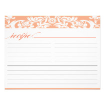 Orange Damask Bridal Shower Recipe Card invitations