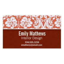 Orange Damask; Cute Business Card Templates