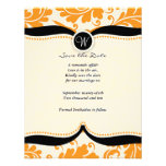 orange damask Paisley Wedding save the date Personalized Invite