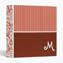 Orange Damask Pattern Binders