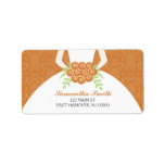 Orange Damask Pattern Bridal Shower Personalized Address Labels