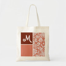 Orange Damask Pattern Tote Bag