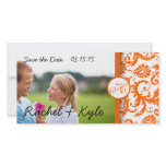 Orange Damask Swirls  Save the Date Photo Custom Photo Card