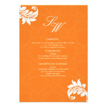 Orange Damask Wedding Enclosure Card Invitation