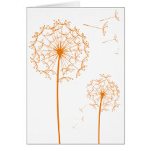 orange dandelion greeting cards