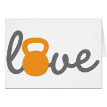 Orange de Kettlebell d'amour Carte De Vœux