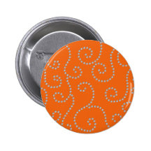 Orange diamonds swirls pinback buttons