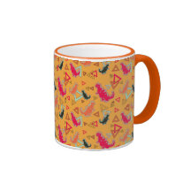 Orange Dinosaurs and Triangles Pattern Mug