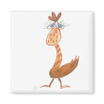 "Orange Dodo Bird" Square Magnet