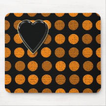 "Orange Dots & Heart"device/skins/cases".* Mousepad