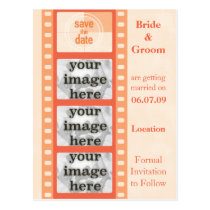Orange Film Strip Save the Date Photo Postcards postcards