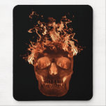 Orange Flaming Skull Mouse Pad