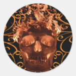 Orange Flaming Skull Stickers