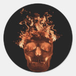 Orange Flaming Skull Stickers