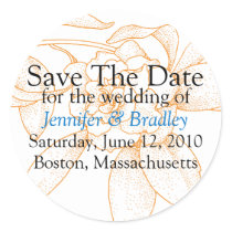 Orange Floral Save The Date Calendar Stickers