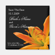 Orange Floral Save the Date magnet 3