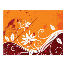 Orange Floral Vines Postcards