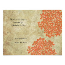 Orange Floral Vintage Wedding RSVP Custom Invites