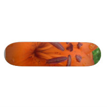 Orange Flower Close Up Skateboard
