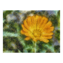 Orange flower painting personalized announcement