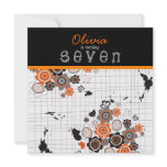 Orange Flowers & Chicks Doodle Birthday Invitation