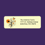 Orange Flowers Return Address Avery Label labels