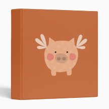 Orange Flying Pig Binder