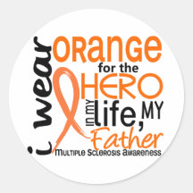 Orange For Hero 2 Father MS Multiple Sclerosis Sticker