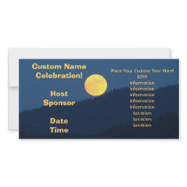 Orange Full Moon Invitaitons Photocards Blue