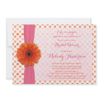 Orange Gerber Polka Dot Bridal Shower Invitation
