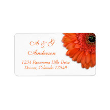 Orange Gerbera Daisy Wedding Address Labels