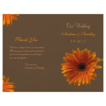 Orange Gerbera Daisy Wedding Program
