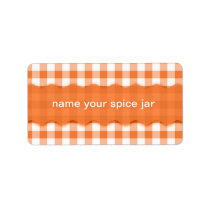Orange Gingham Chequered Design Kitchen Label
