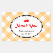 Orange gingham country picnic red cherry wedding stickers