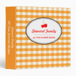 Orange gingham country red cherry family recipe vinyl binders