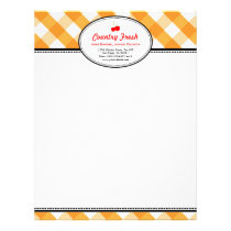 Orange gingham country rustic red cherry personal letterhead