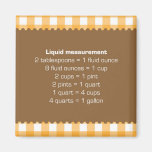 Orange gingham liquid measure chart kitchen helper fridge magnet