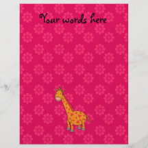 Orange giraffe pink flowers personalized flyer
