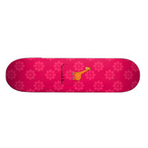 Orange giraffe pink flowers skate board
