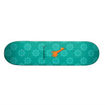 Orange giraffe turquoise flowers custom skateboard