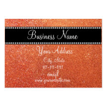 Orange glitter bling business card template