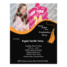 Orange Graduation Photo Announcement Invitation