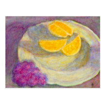 Orange, Grapes and Plate, Postcard
