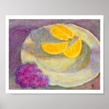 Orange,Grapes & Plate, Poster