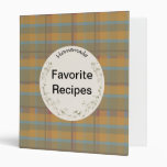 Orange Green Blue Red Brown Plaid Vinyl Binders