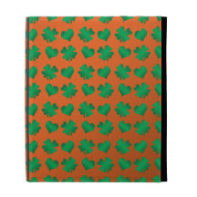 Orange green shamrocks and hearts iPad cases