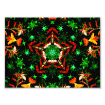 Orange Green Star Kaleidoscope Mandala Photo