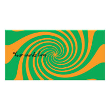 Orange green swirl customized photo card