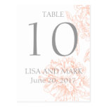 Orange Grey Floral Vintage Wedding Table Number Post Cards