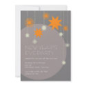 Orange grey modern star fireworks sparkle ball invitations